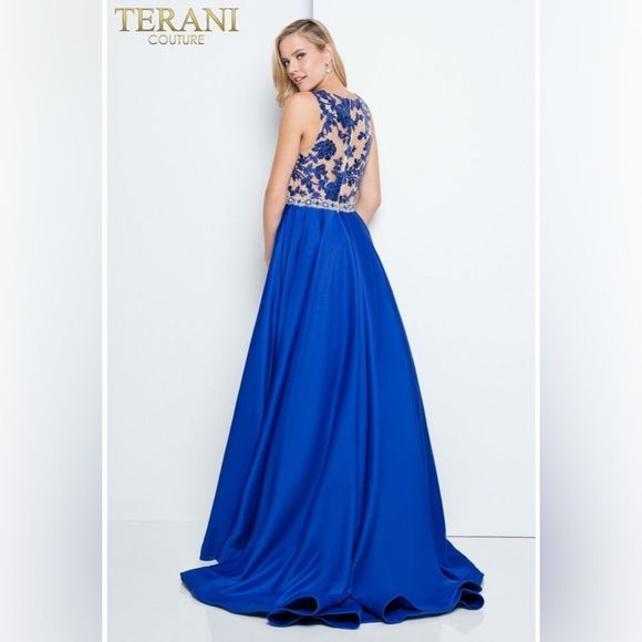 Terani Couture royal blue prom dress / evening  gown 12 - Picture 2 of 13